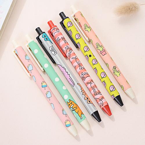 韩国文具用品 简约透明磨砂水彩笔中性笔 6色手账记号笔0.5mm水笔